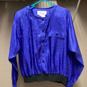 Purple Vintage Kathy Comelli Button Up Blouse With Shoulder Pads